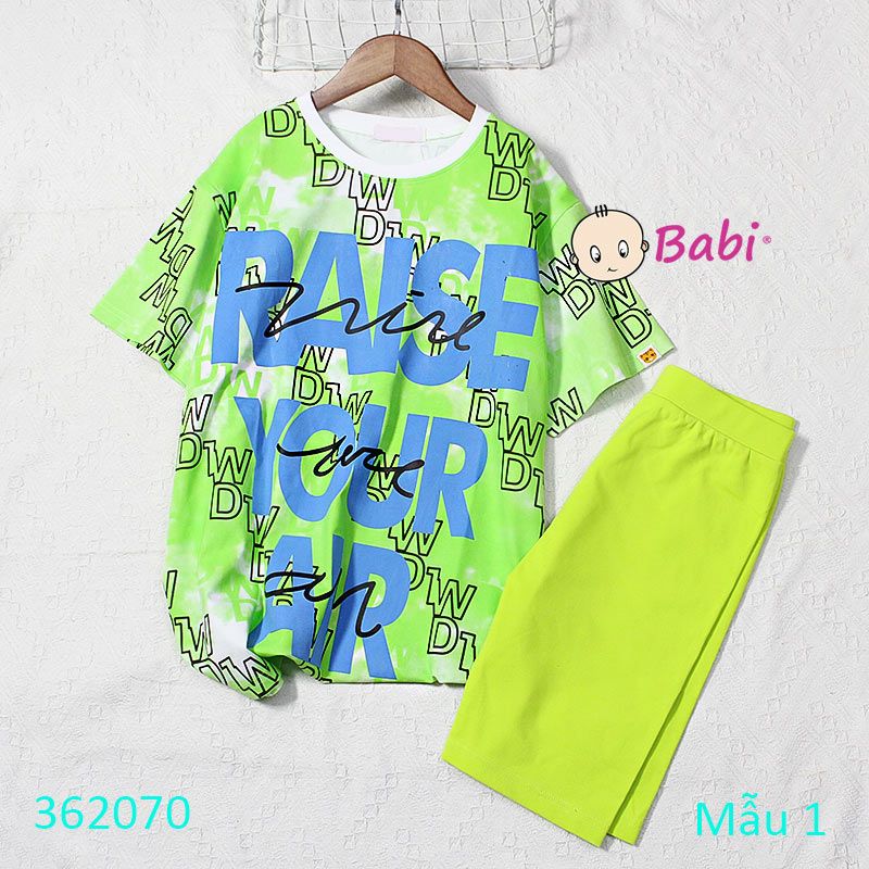  Bộ Tay Ngắn Quần Ngố In Nhiều Họa Tiết  Màu Xanh Cốm (45kg-52kg) 