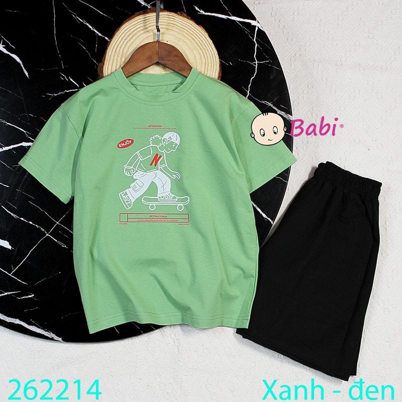  Bộ Thun Bé Trai Tay Ngắn Hình Ván Trượt M2 (23kg - 62kg) 