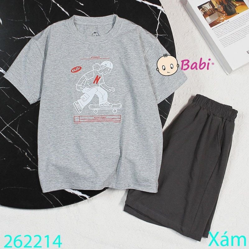  Bộ Thun Bé Trai Tay Ngắn Hình Ván Trượt M2 (23kg - 62kg) 