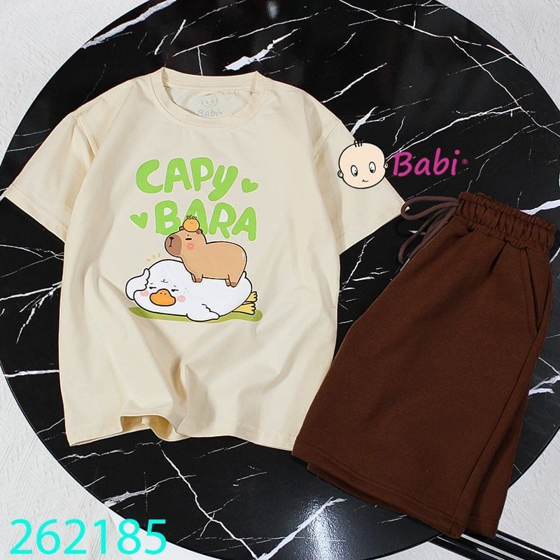  Bộ Thun Bé Trai Tay Ngắn Quần Ngắn Hình Capy 2 (26kg - 65kg) 