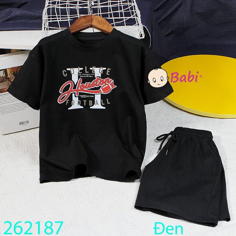  Bộ Thun Bé Trai Tay Ngắn Quần Ngắn In Chữ (23kg - 62kg) 