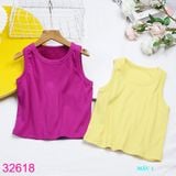  Combo 2 Áo Thun Croptop Sát Nách Bé Gái Màu Trơn Đơn Giản (30- 55kg) 