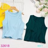  Combo 2 Áo Thun Croptop Sát Nách Bé Gái Màu Trơn Đơn Giản (30- 55kg) 