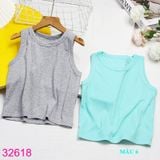  Combo 2 Áo Thun Croptop Sát Nách Bé Gái Màu Trơn Đơn Giản (30- 55kg) 