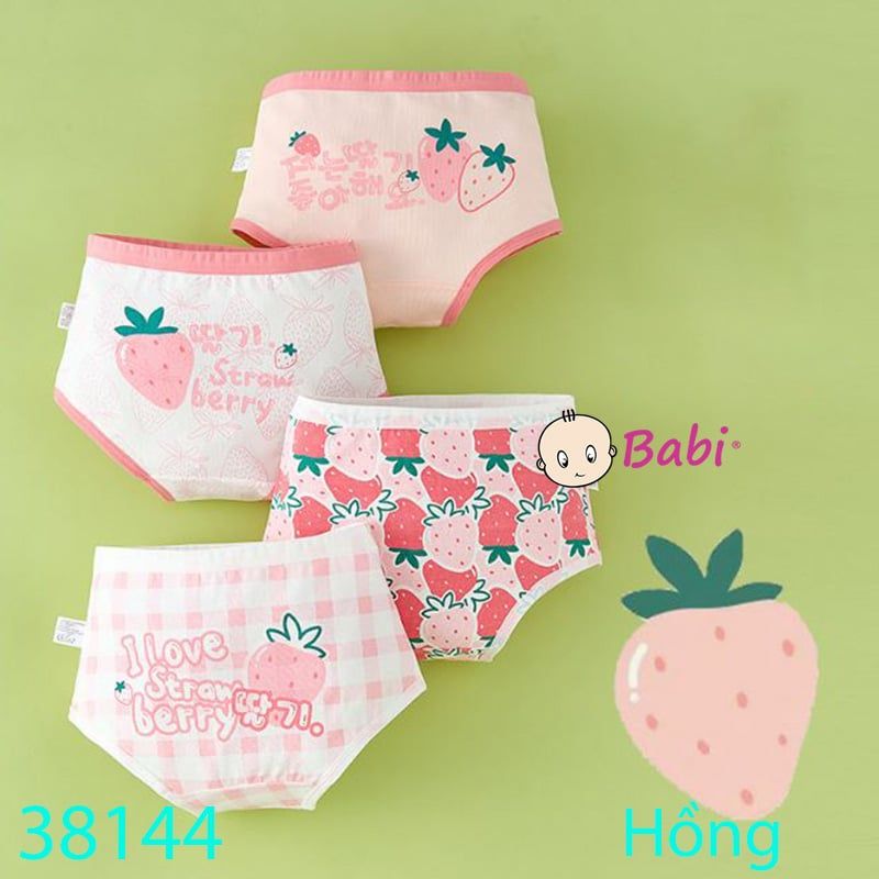  Combo 4 Quần Chip Tam Giác Cotton In Trái Dâu (26kg - 45kg) 