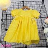  Đầm Babydoll Tay Phồng Màu Trơn Xinh Xắn Cho Bé Gái (5 - 10 tuổi) 