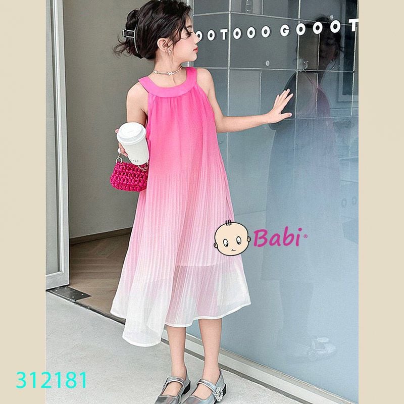  Đầm Loang Cổ Yếm Xếp Ly Bé Gái ( 15-42kg ) 