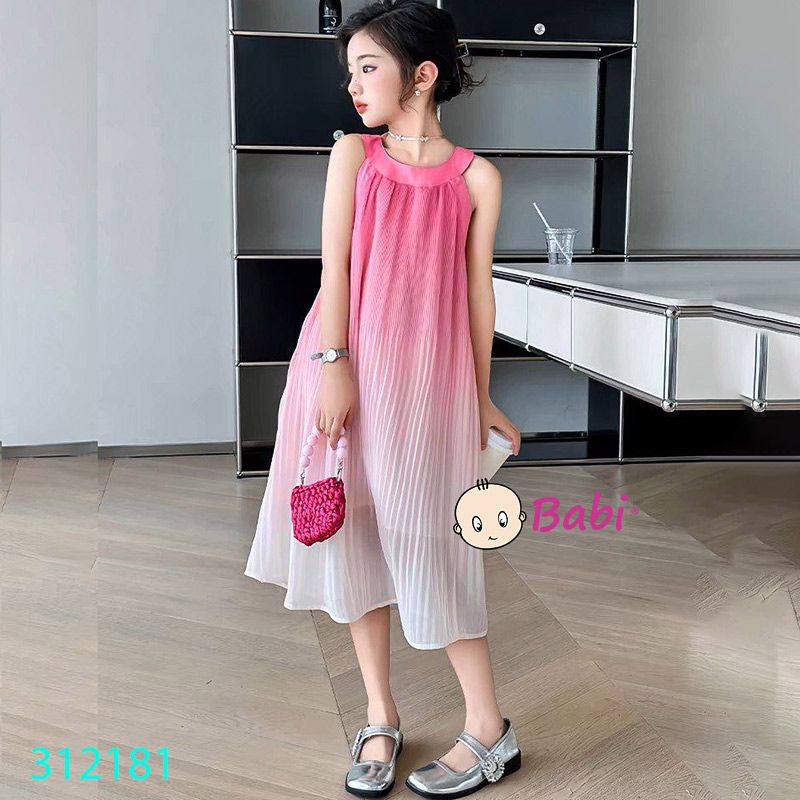  Đầm Loang Cổ Yếm Xếp Ly Bé Gái ( 15-42kg ) 