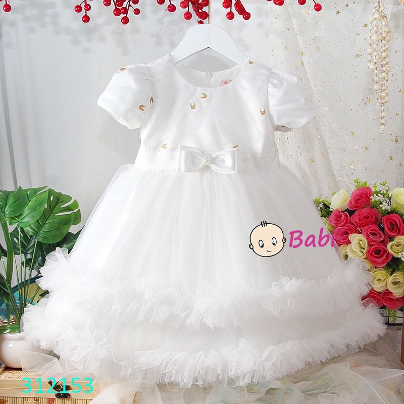  Đầm Voan Dự Tiệc Cho Bé Gái Thêu Hoa Sang Chảnh (11kg-30kg) 