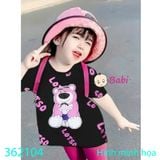  Bộ Thun Bé Gái Tay Ngắn Quần Lửng Gấu Dâu Cute (11kg-42kg) 