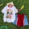Bộ Tay Ngắn Quần Đùi Phối Jean  In Labubu Cute Cho Bé Gái (10kg-70kg)