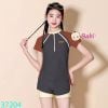 Bộ Bơi Bé Gái Tay Ngắn In Chữ Màu Xám (26-40kg)