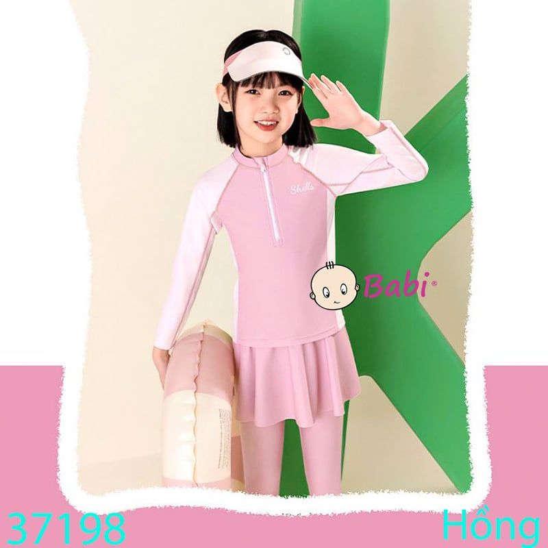  Đồ Bơi Cho Bé Gái Tay Dài Quần Dài Chữ SHELL'S (30 -47kg) 