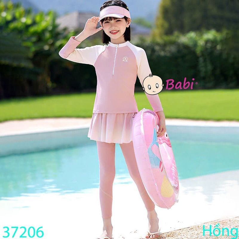 Đồ Bơi Cho Bé Gái Tay Dài Quần Dài In Dừa (30 -47kg) 
