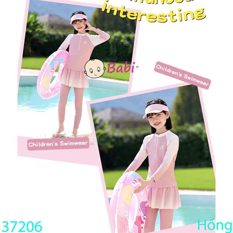  Đồ Bơi Cho Bé Gái Tay Dài Quần Dài In Dừa (30 -47kg) 