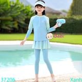  Đồ Bơi Cho Bé Gái Tay Dài Quần Dài In Dừa (30 -47kg) 