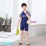  Đồ Bơi Cho Bé Trai Tay Ngắn In Chữ Kèm Nón (30kg - 50kg) 