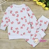  Bộ Cotton Cho Bé Gái Tay Dài Quần Dài Ấm Áp Nhiều Họa Tiết (5 - 10 tuổi) 