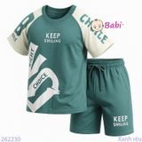  Bộ Thun Bé Trai Tay Ngắn Quần Lửng Chữ Keep (35kg - 60kg) 
