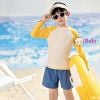 Bộ Bơi Cho Bé Tay Dài Quần Ngắn Màu Vàng (35-55kg)