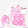  Bộ Bơi Bé Gái Tay Dài Kèm Nón (15-40kg) 