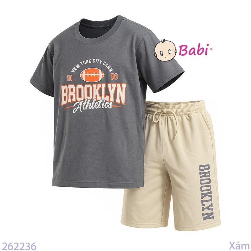  Bộ Thun Bé Trai Tay Ngắn Quần Lửng Chữ Brooklyn (50kg - 70kg) 