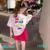  Bộ Bé Gái Áo Ngắn Quần Short Đùi In Chữ Sành Điệu (15kg-52kg) 