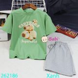  Bộ Thun Bé Trai Tay Ngắn Quần Ngắn In Hình 3 Con Ca.Py  (23kg - 62kg) 