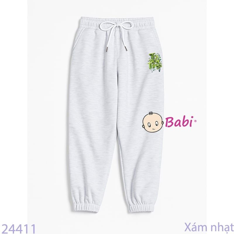  Quần Jogger Trẻ Em Bo Lai In Chữ TRYNEW (23kg - 65kg) 