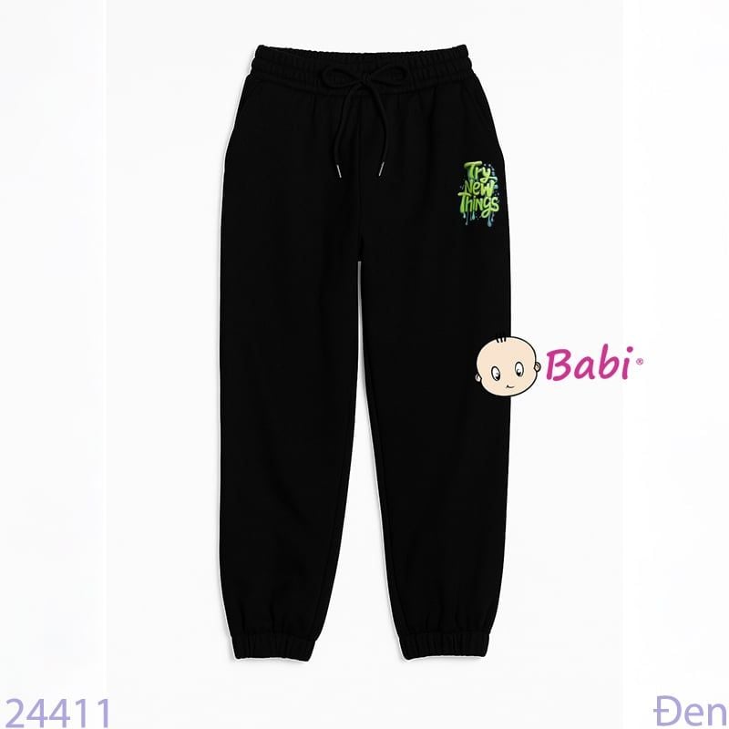  Quần Jogger Trẻ Em Bo Lai In Chữ TRYNEW (23kg - 65kg) 