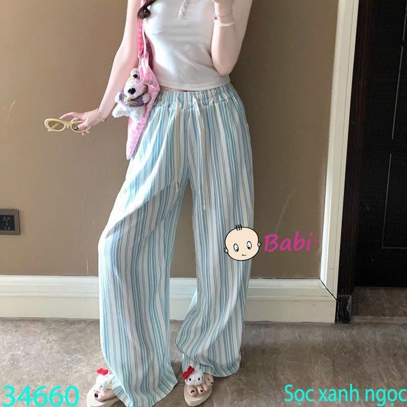  Quần Suông Dài Sọc Sành Điệu Cho Mẹ Và Bé (45kg - 65kg) 