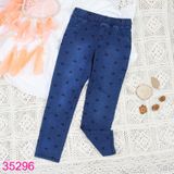  Quần Jean Bé Gái Dài Lưng Thun In Tim Cho Bé Gái (6 tháng - 7 tuổi) 