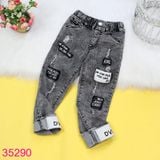  Quần Jean Bé Gái Skinny Dài Lưng Thun Wax Rách Cute (1 - 9 tuổi) 