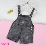  Quần Yếm Short Jeans Cho Bé Gái Thêu Hoa Cúc Cute (2 - 10 tuổi) 