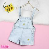  Quần Yếm Short Jeans Cho Bé Gái Thêu Hoa Cúc Cute (2 - 10 tuổi) 