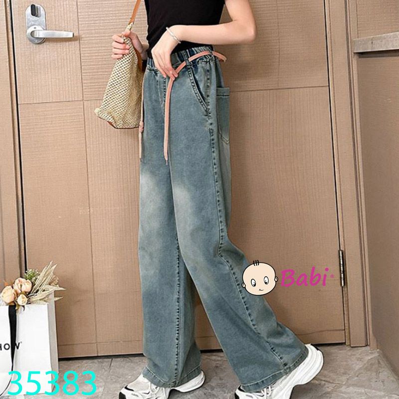  Quần Jean Suông Bé Gái Thêu Chữ Sành Điệu (35kg - 50kg) 