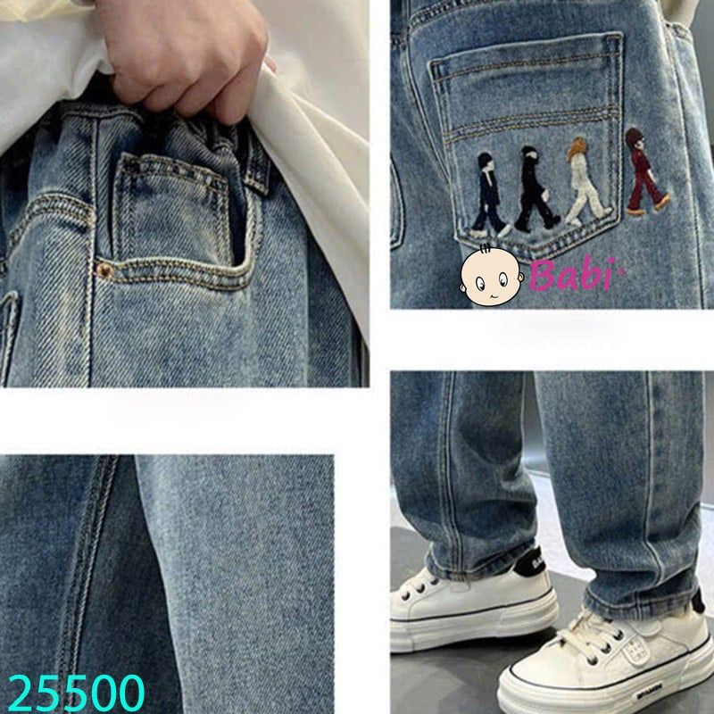  Quần Jeans Baggy Trơn Thêu 4 Bé (30kg - 50kg) 