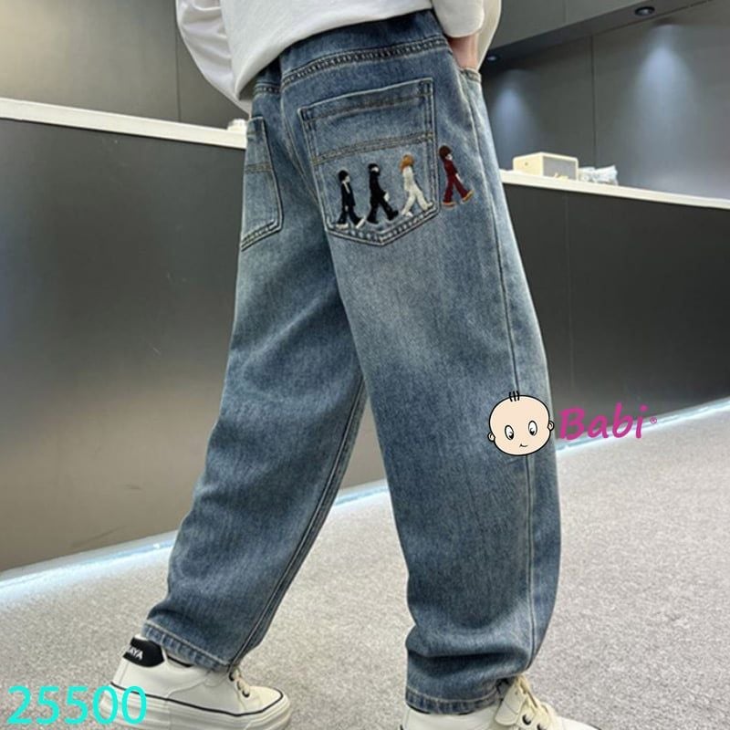  Quần Jeans Baggy Trơn Thêu 4 Bé (30kg - 50kg) 