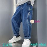  Quần Jeans Dài Thêu Chữ Lưng Thun Cho Bé Trai (35kg - 52kg) 