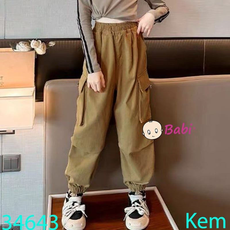  Quần Kaki Dài Túi Hộp Bo Lai Bé Gái Size Đại (26kg-45kg) 