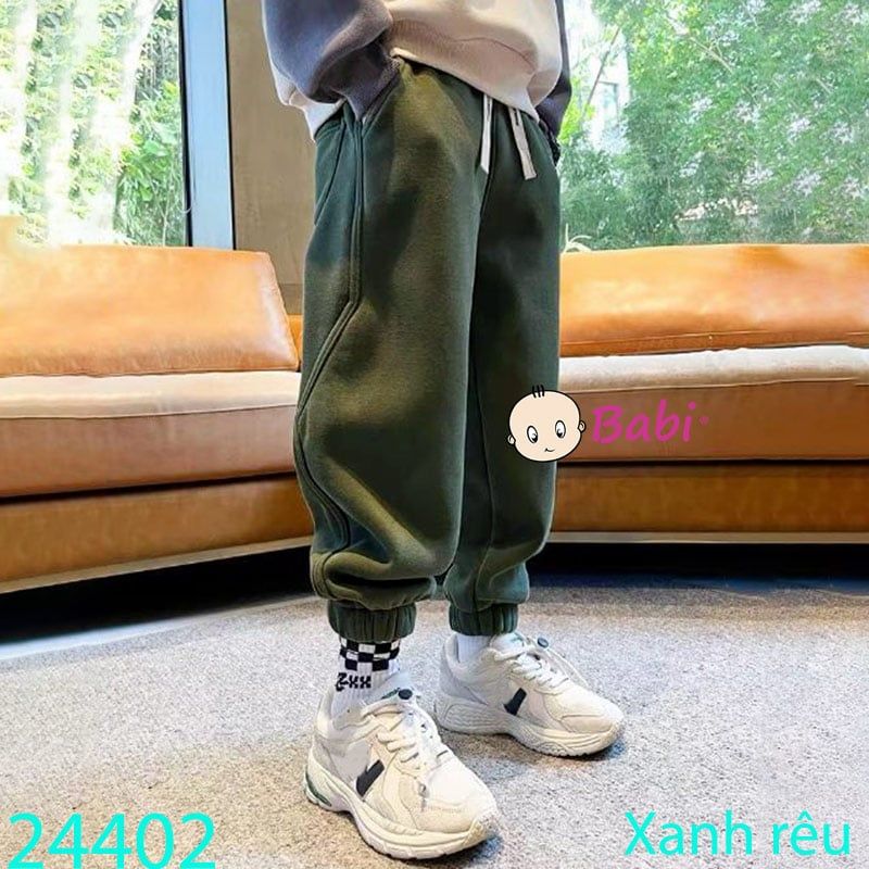  Quần Thun Bo Lai Dài Bé Trai Màu Trơn (35kg-47kg) 