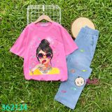  Bộ Áo Thun Quần Jeans Suông Dài (45kg - 60kg) 