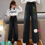  Quần Jeans Suông Bé Gái Thêu Chữ Win (23kg - 45kg) 