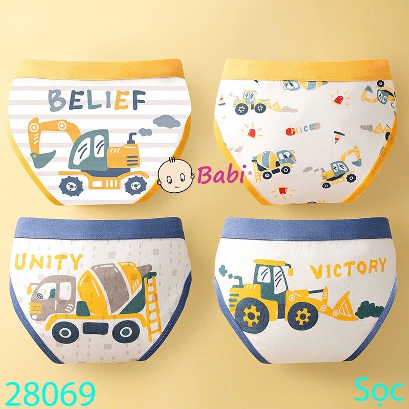  Set 4 Chip Tam Giác Nhiều Họa Tiết Cho Bé Trai (23-35kg) 