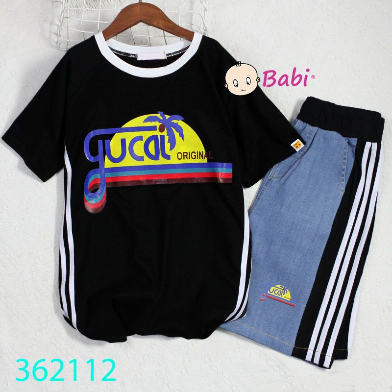  Set Bộ Áo Thun Cotton In Hình Quần Short Jeans Cho Bé Size Đại (50kg - 80kg) 