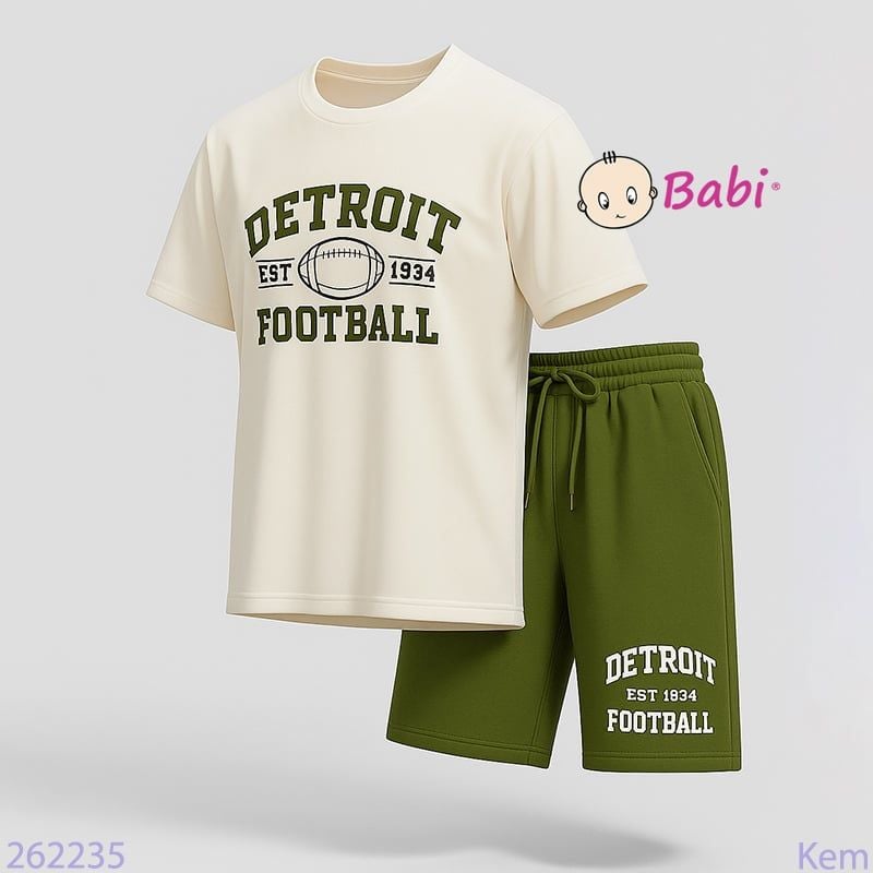  Bộ Thun Bé Trai Tay Ngắn Quần Lửng Chữ Detroit (50kg - 70kg) 