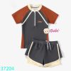  Bộ Bơi Bé Gái Tay Ngắn In Chữ Màu Xám (26-40kg) 