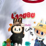  Bộ Tay Ngắn Quần Đùi Phối Jean  In Labubu Cute Cho Bé Gái (10kg-70kg) 