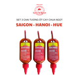  Set 3 chai tương ớt ít cay ngon nhiều Love & Spice ba cấp độ - SAIGON SAUCE + HANOI SAUCE + HUE SAUCE chai 80g x 3 