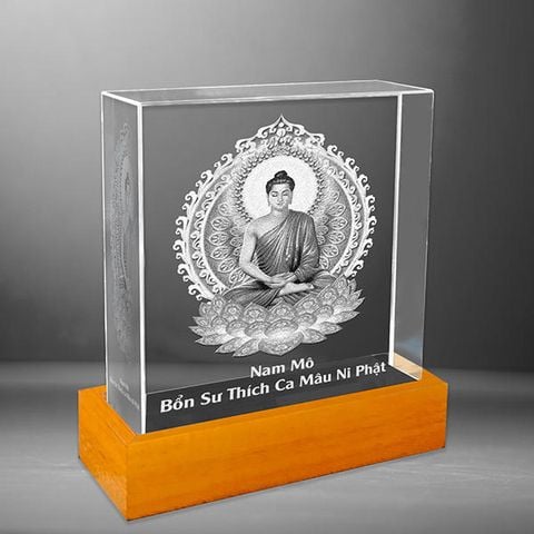 Phật Bổn Sư Thích Ca Mâu Ni - Pha Lê Khắc 3D - D20205-TC